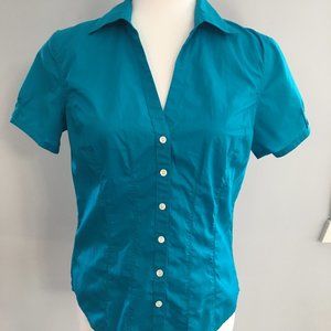 Eddie Bauer Teal Short Sleeve Button Down Top